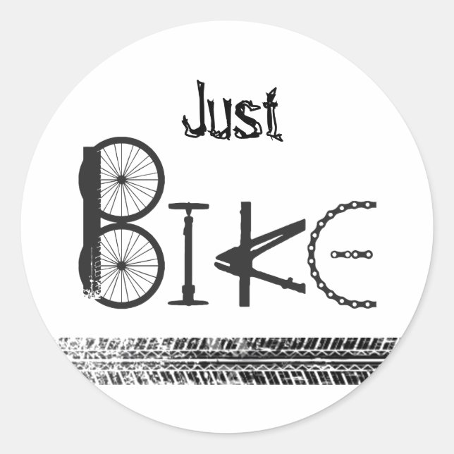 "Just Bike" Graffiti from Bike Parts & Tire Tracks Classic Round Sticker (Front)