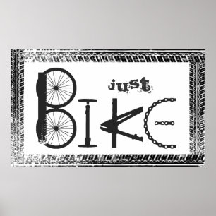 "Just Bike" Graffiti from Bike Parts & Tire Tracks Poster