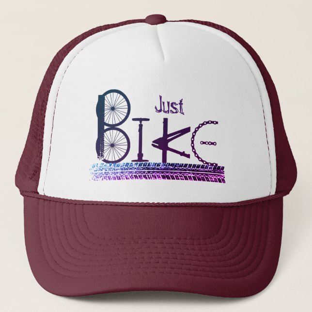 "Just Bike" Graffiti from Bike Parts & Tire Tracks Trucker Hat (Front)