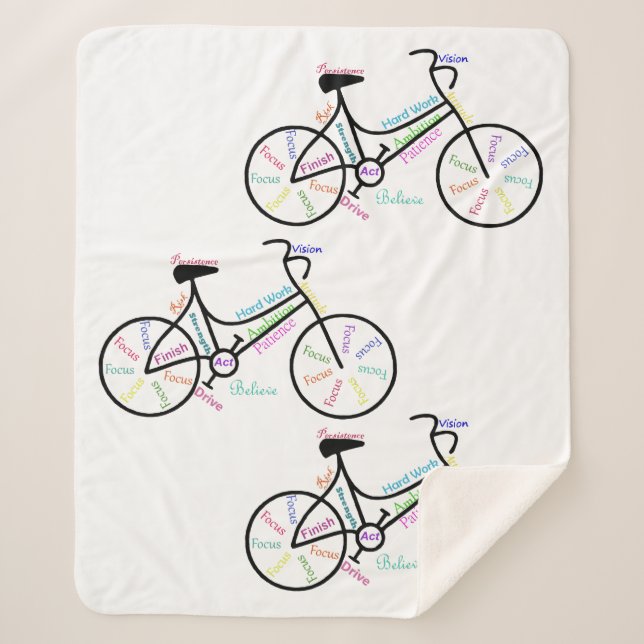 Just Bike Motivational Inspirational Words Sherpa Blanket (Front)