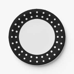 Just black with white polka dots paper plate