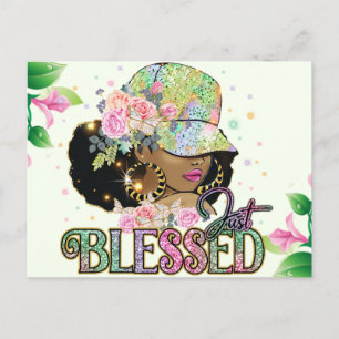 Just Blessed Black Melanin Woman Sista Love God Postcard