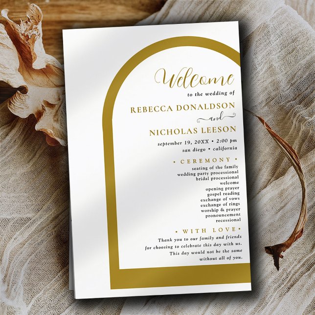 Just Boho Arch Script Text Wedding Program (Creator Uploaded)