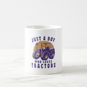 Just Boy Who Loves Tractors Farm Trucks Coffee Mug
