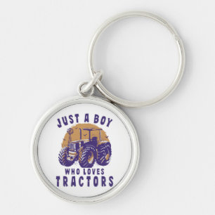 Just Boy Who Loves Tractors Farm Trucks Key Ring