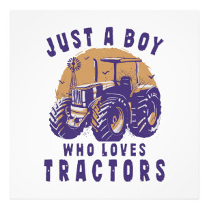 Just Boy Who Loves Tractors Farm Trucks Photo Print