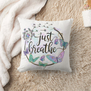 Just Breath Butterflies Dandelions Self Care Yoga  Cushion