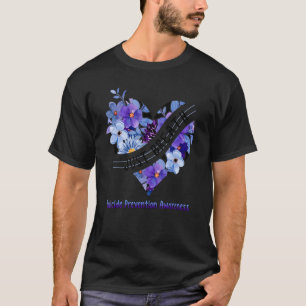 Just Breath Suicide Prevention Awareness Hearrt Fl T-Shirt