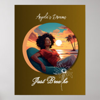 Just Breathe African American woman Poster