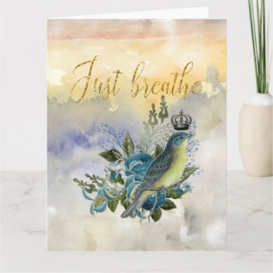 Just Breathe Blue Bird Collage Card