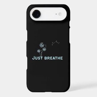 Just Breathe Blue Glitter Minimal Iphone Case