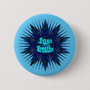 Just Breathe Blue Yoga Star, 6 Cm Round Badge
