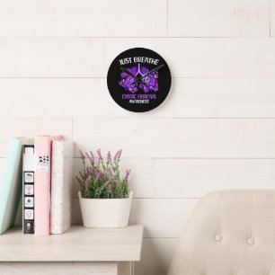 Just Breathe Cystic Fibrosis Awareness Round Clock