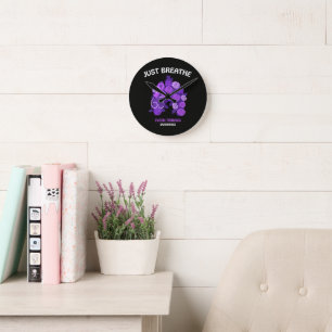 Just Breathe Cystic Fibrosis Awareness Round Clock