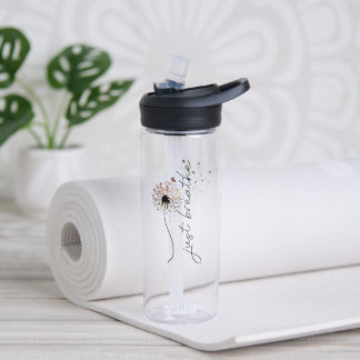 Just Breathe Dandelion Blowing in Wind  Water Bottle
