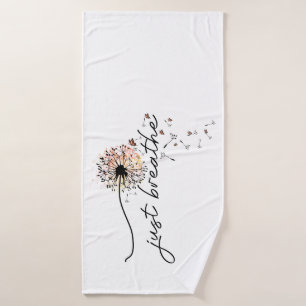 Just Breathe Dandelion Butterfly Inspiration Yoga  Bath Towel Set