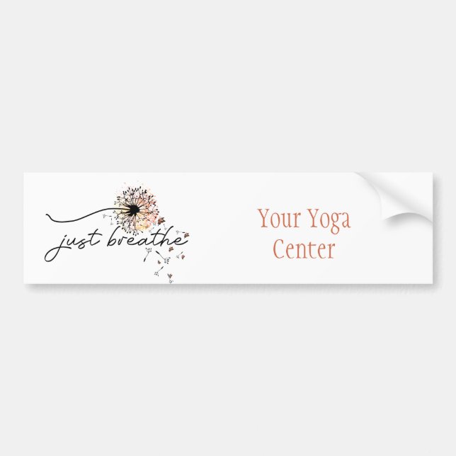 Just Breathe Dandelion Butterfly Inspiration Yoga Bumper Sticker (Front)