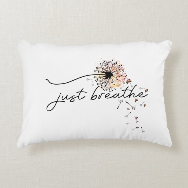 Just Breathe Dandelion Butterfly Inspiration Yoga  Decorative Cushion (Front)