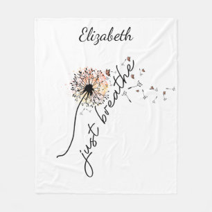 Just Breathe Dandelion Self Care Inspiration Yoga  Fleece Blanket