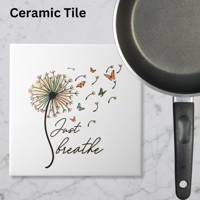 Just Breathe Dandelion with Butterflies Ceramic Tile (Creator Uploaded)