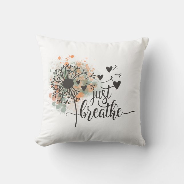 Just Breathe Dandelion with Hearts Yoga Encourage Cushion (Front)