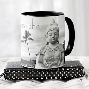 “Just Breathe” Hawaii Buddha Black & White Photo Mug
