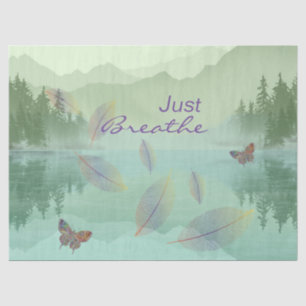 Just Breathe Leaves Butterfly Green Mountain Tissue Paper