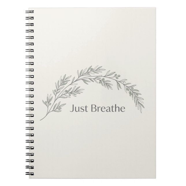 Just Breathe Minimalist Botanical Notebook (Front)