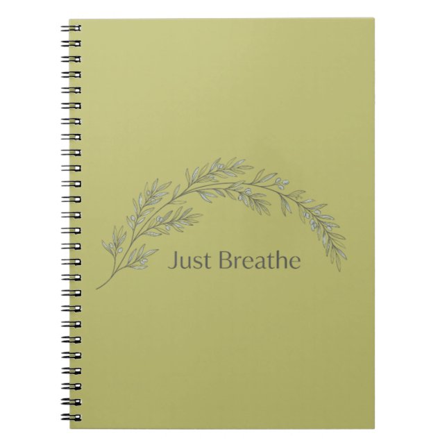 Just Breathe Minimalist Botanical Notebook (Front)