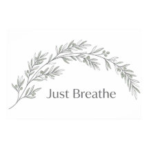 Just Breathe Minimalist Botanical Poster