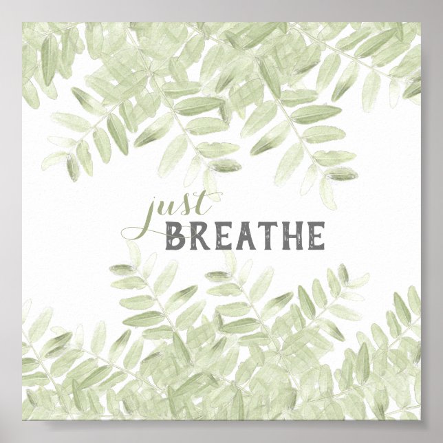 just breathe moss green nature art spa poster (Front)