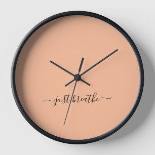 Just breathe orange black yoga clock