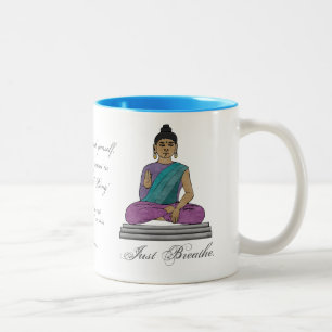 Just Breathe Sitting Buddha - Personalised Two-Tone Coffee Mug