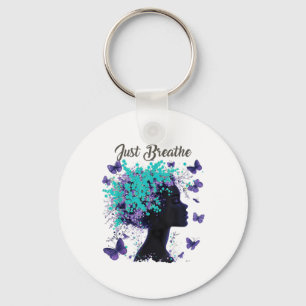 Just Breathe Suicide Prevention Mental Health Posi Key Ring