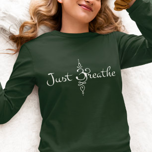 Just Breathe Symbol Typography Hippie Meditation T-Shirt