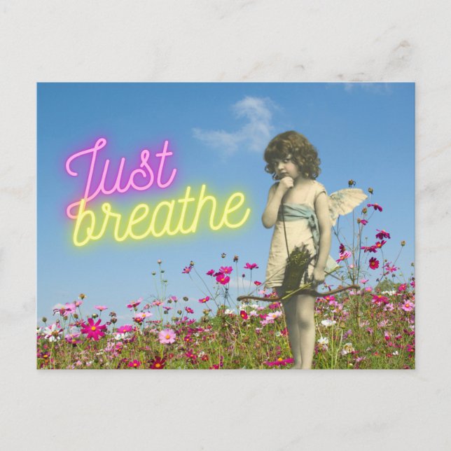Just Breathe Vintage Angel Altered Art  Postcard (Front)