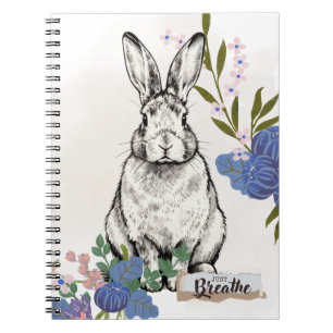 "Just Breathe" Vintage Bunny Rabbit Notebook