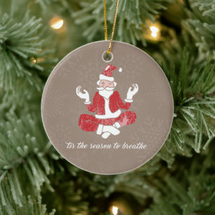 Just Breathe Yoga Santa Ceramic Tree Decoration