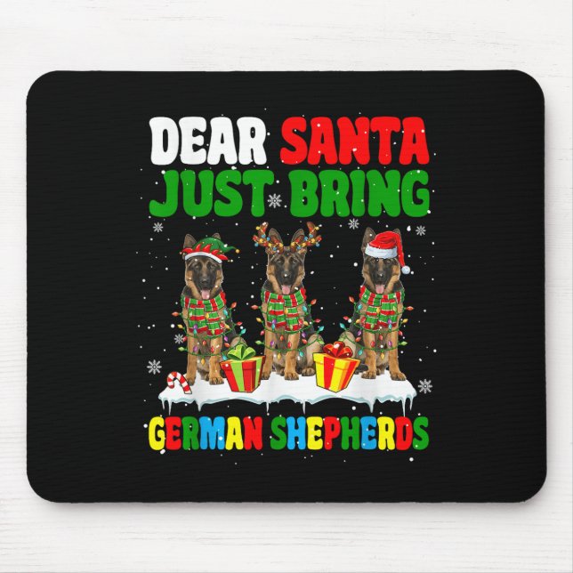 Just Bring German Shepherds Xmas Three Santa Reind Mouse Pad (Front)