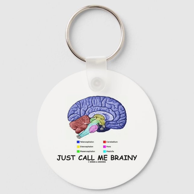 Just Call Me Brainy (Anatomical Brain Attitude) Key Ring (Front)