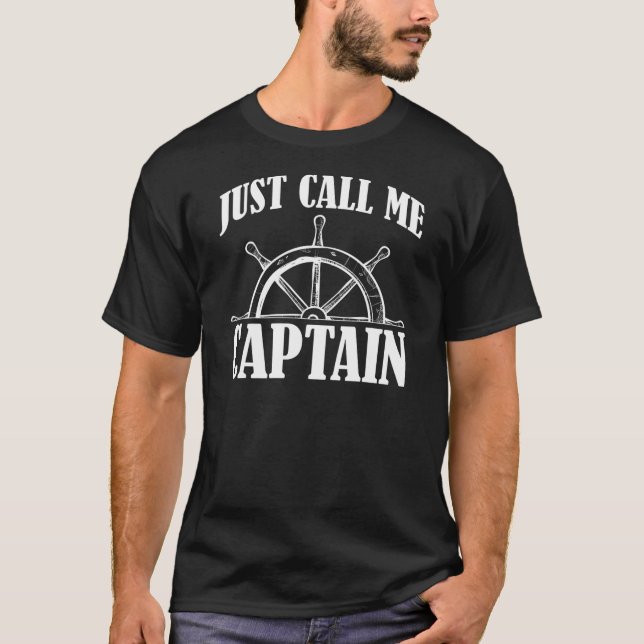 Just Call Me Captain Funny Sheep Wheel Boat Sailor T-Shirt (Front)