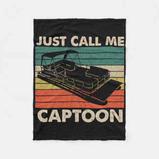Just Call Me Captoon Retro Pontoon Boat Captain Vi Fleece Blanket