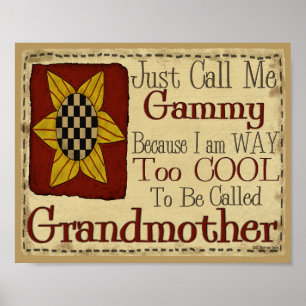 Just Call Me Gammy I'm Too Cool For Grandmother Poster