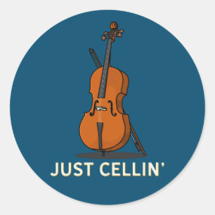 Just Cellin Cello Print Classic Round Sticker
