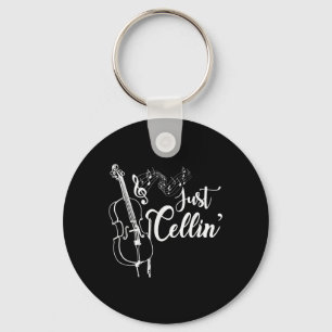 Just Cellin Funny Cellist Musician Gift Cello Key Ring