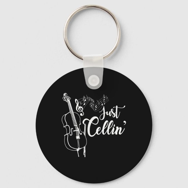 Just Cellin Funny Cellist Musician Gift Cello  Key Ring (Front)
