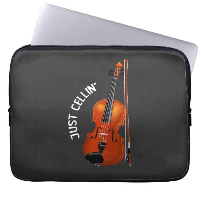 Just Cellin' Funny Chilling Cello Violin Laptop Sleeve (Front)