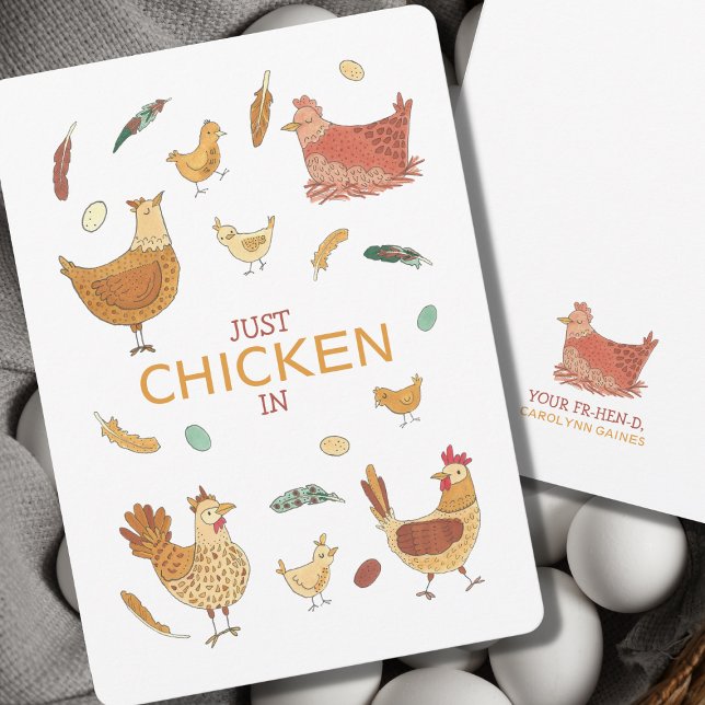 Just Checking In Hello Funny Hen Pun Cute Chickens Card (Creator Uploaded)