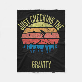 Just Checking The Gravity Funny Mountain Biking Sp Fleece Blanket
