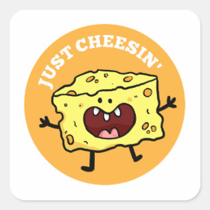 Just Cheesin' Cute Cheese Pun Sticker